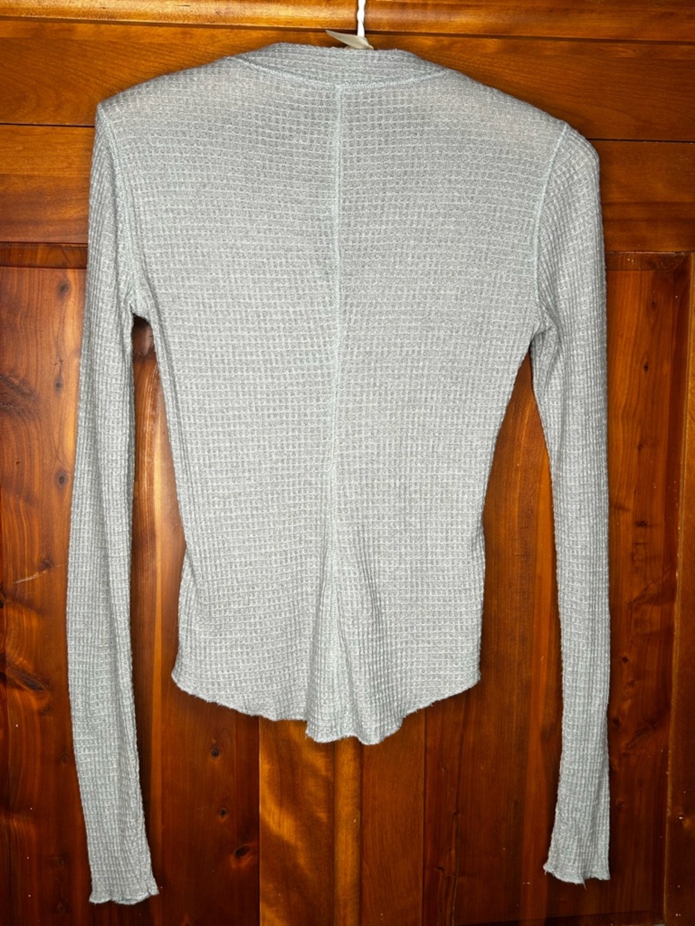 Intimately by Free People One of the Girls Long Sleeve Gray Waffle Knit Henley - Picture 2 of 13